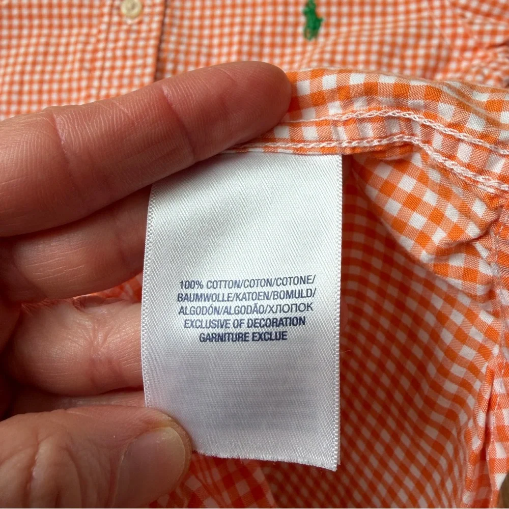 Ralph Lauren Orange Gingham Shirt Boys Size 8